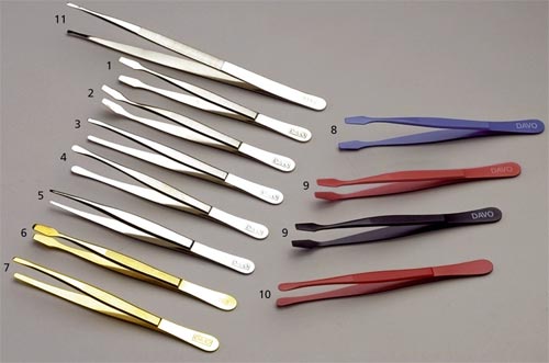 Gold plated tweezer model spade (type 43) (6), (each)